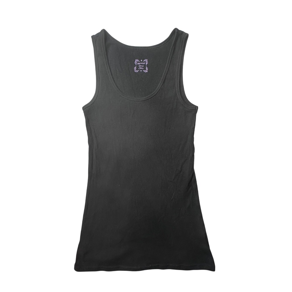 Old Navy Tank Top Womens Medium‎ Black Ribbed Cotton Scoop Neck Basic Layering